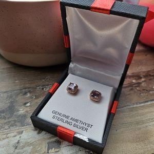 Strong Silver Amethyst Stud Earrings